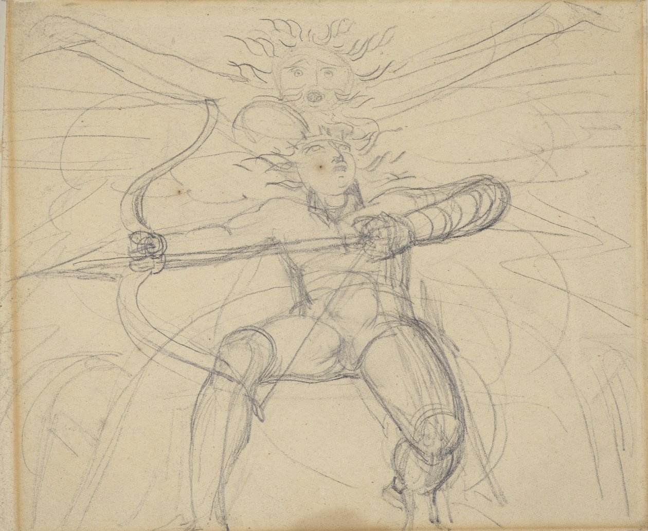 Hyperion, fra en studie for Grays Poems, side 46 (grafitt på papir) av William Blake