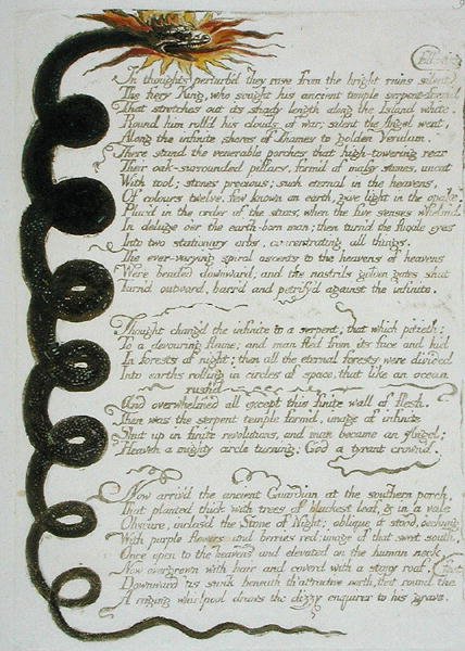 In thoughts perturbd..., plate 11 fra Europa. A Prophecy, 1794 (relieffetsing med wc og olje på papir) av William Blake
