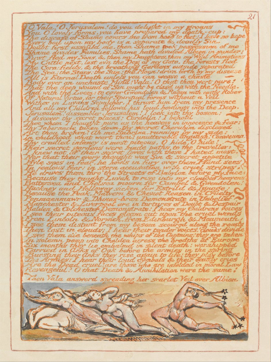 Jerusalem, plate 21, O Lukk! O Jerusalem .... av William Blake
