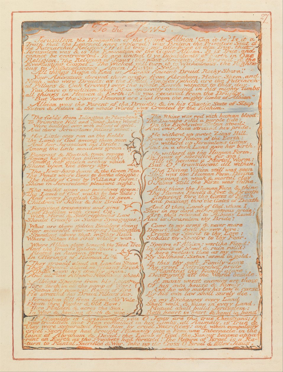 Jerusalem, plate 27, til jødene .... av William Blake