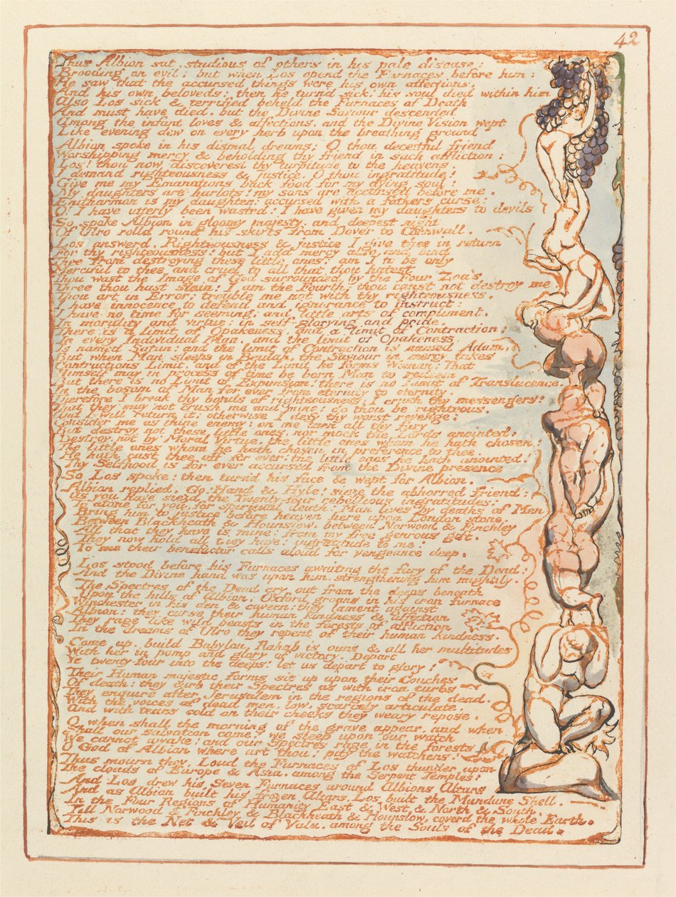 Jerusalem, tallerken 42, således satt Albion .... av William Blake