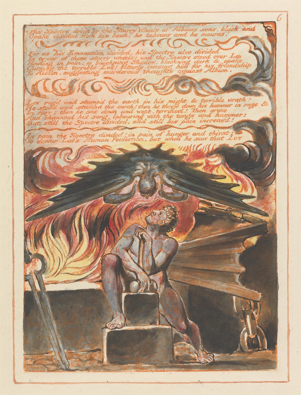 Jerusalem, Plate 6, His Spectre drivn .... av William Blake