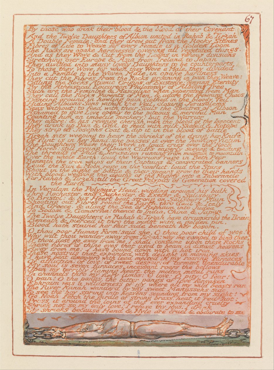 Jerusalem, plate 67, av de som drikker blodet sitt .... av William Blake