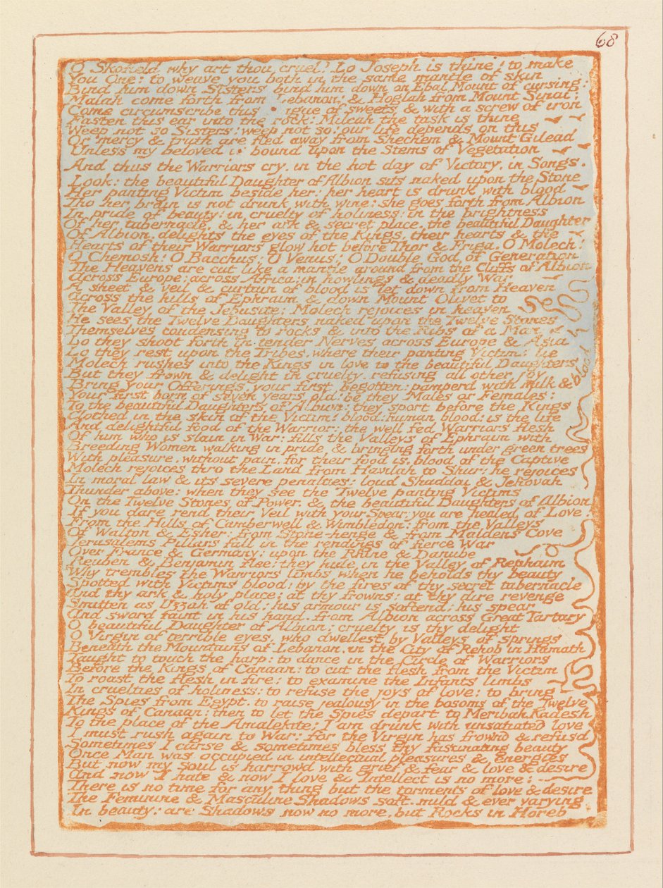 Jerusalem, plate 68, O Skofield hvorfor er du grusom .... av William Blake