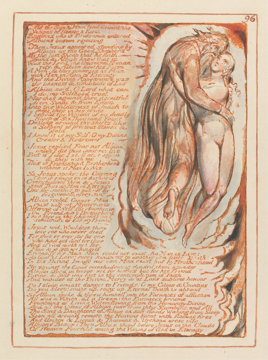 Jerusalem, plate 96, mens solen og månen leder fremover .... av William Blake