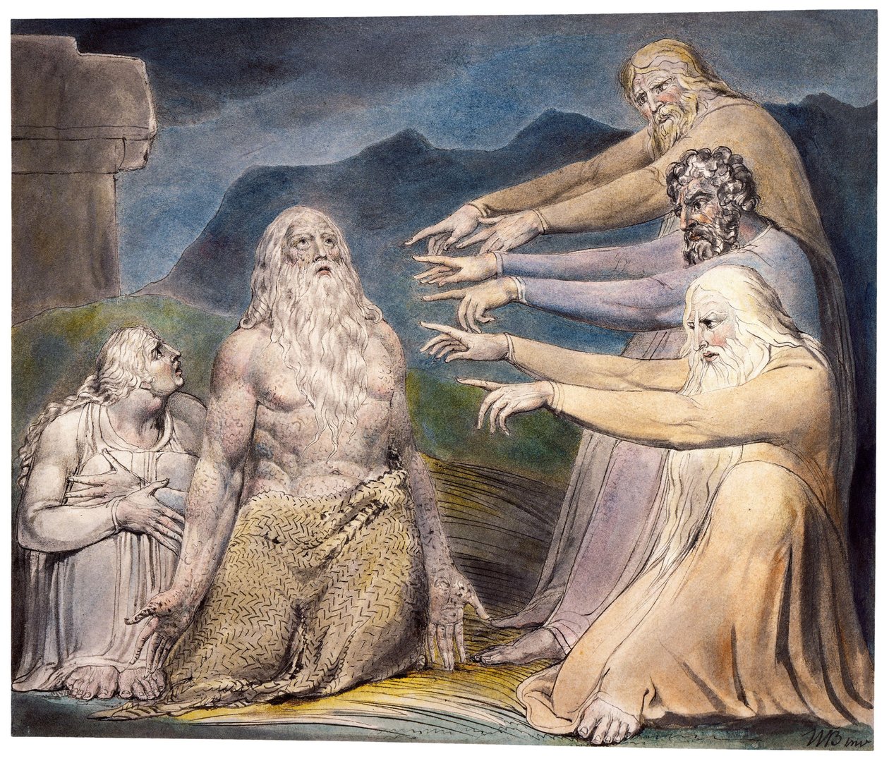 Job irettesatt av vennene hans av William Blake