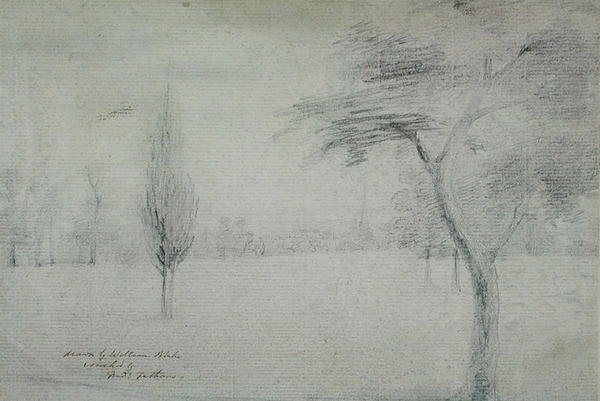 Landskap med Spire, ca. 1801 av William Blake