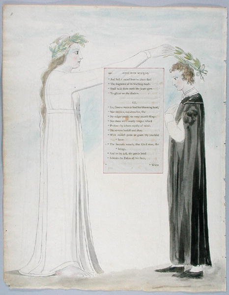 Ode for Music, design 100 fra The Poems of Thomas Gray, 1797-98 (wc med penn og blekk på papir) av William Blake