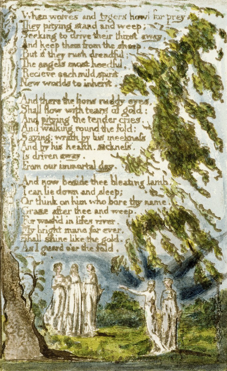 S.124-1950.pt20 Natt (forts.): plate 20 fra Songs of Innocence and of Experience (kopi R) c.1802-08 (etsing, blekk og wc) av William Blake