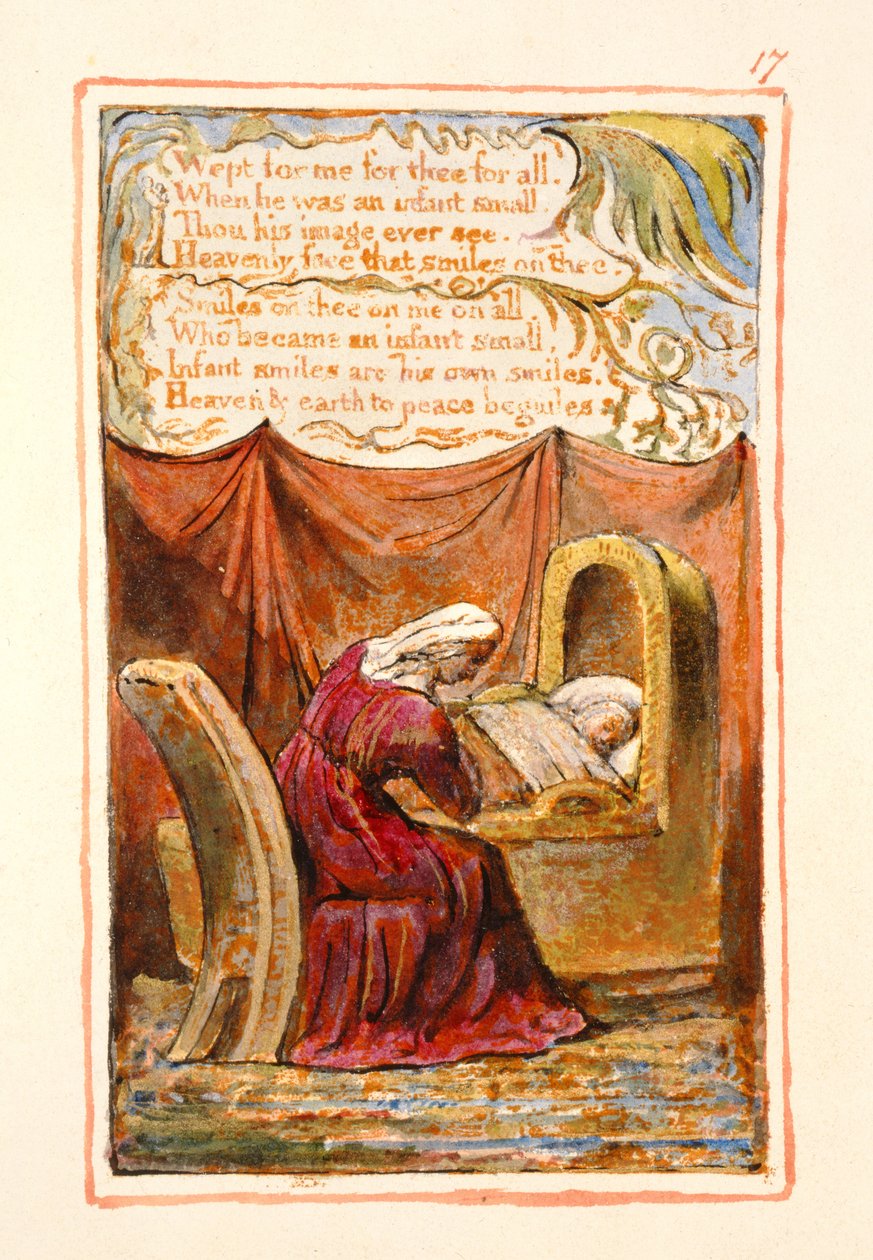 S.125-1950.pt17 A Cradle Song (forts.): plate 17 fra 'Songs of Innocence and of Experience' (kopi AA) c.1815-26 (etsing, blekk og wc) av William Blake
