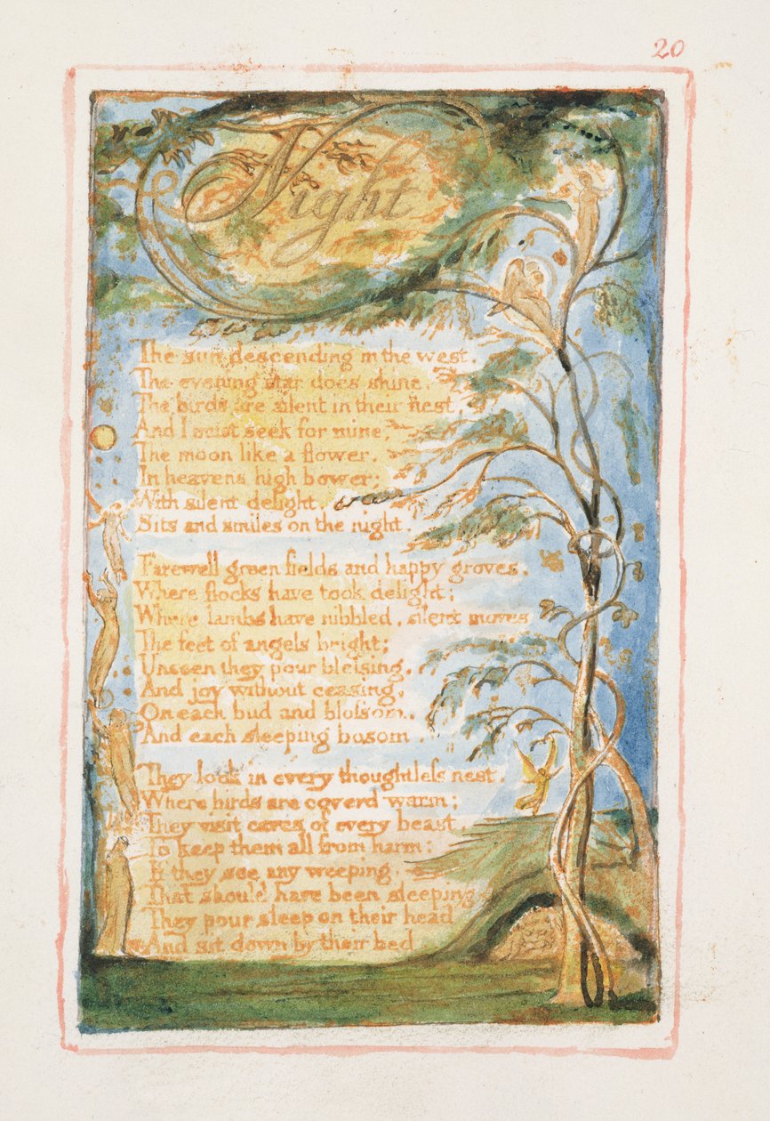 S.125-1950.pt20 Natt: plate 20 fra Songs of Innocence and of Experience (kopi AA) c.1815-26 (etsing, blekk og wc) av William Blake