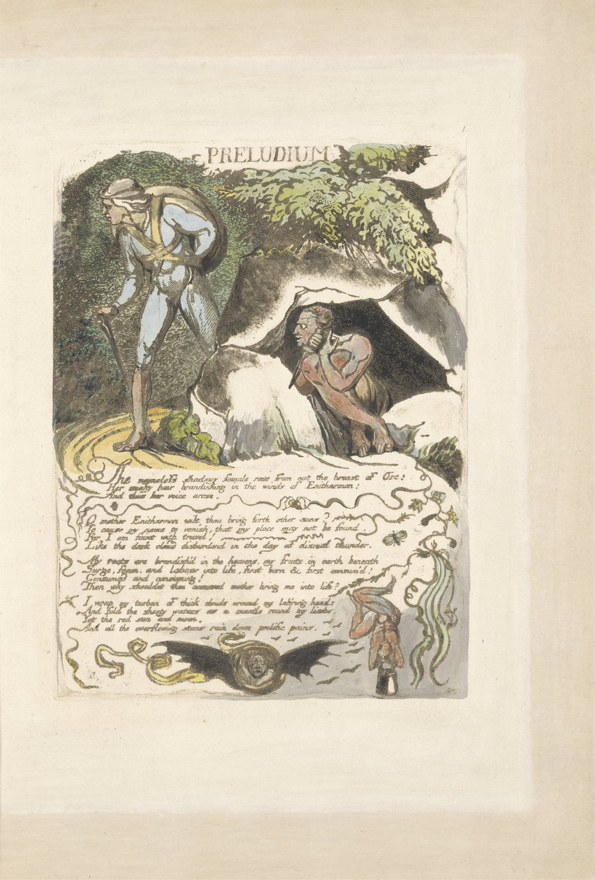 Preludium, plate 3 fra Europa. A Prophecy, 1823 (relieffetsing med olje og wc) av William Blake