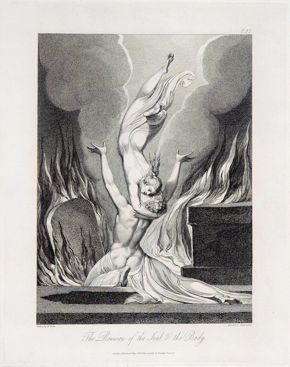 Robert Blair, The Grave, objekt 13 (Bentley 435-12) The Reunion of the Soul & the Body av William Blake