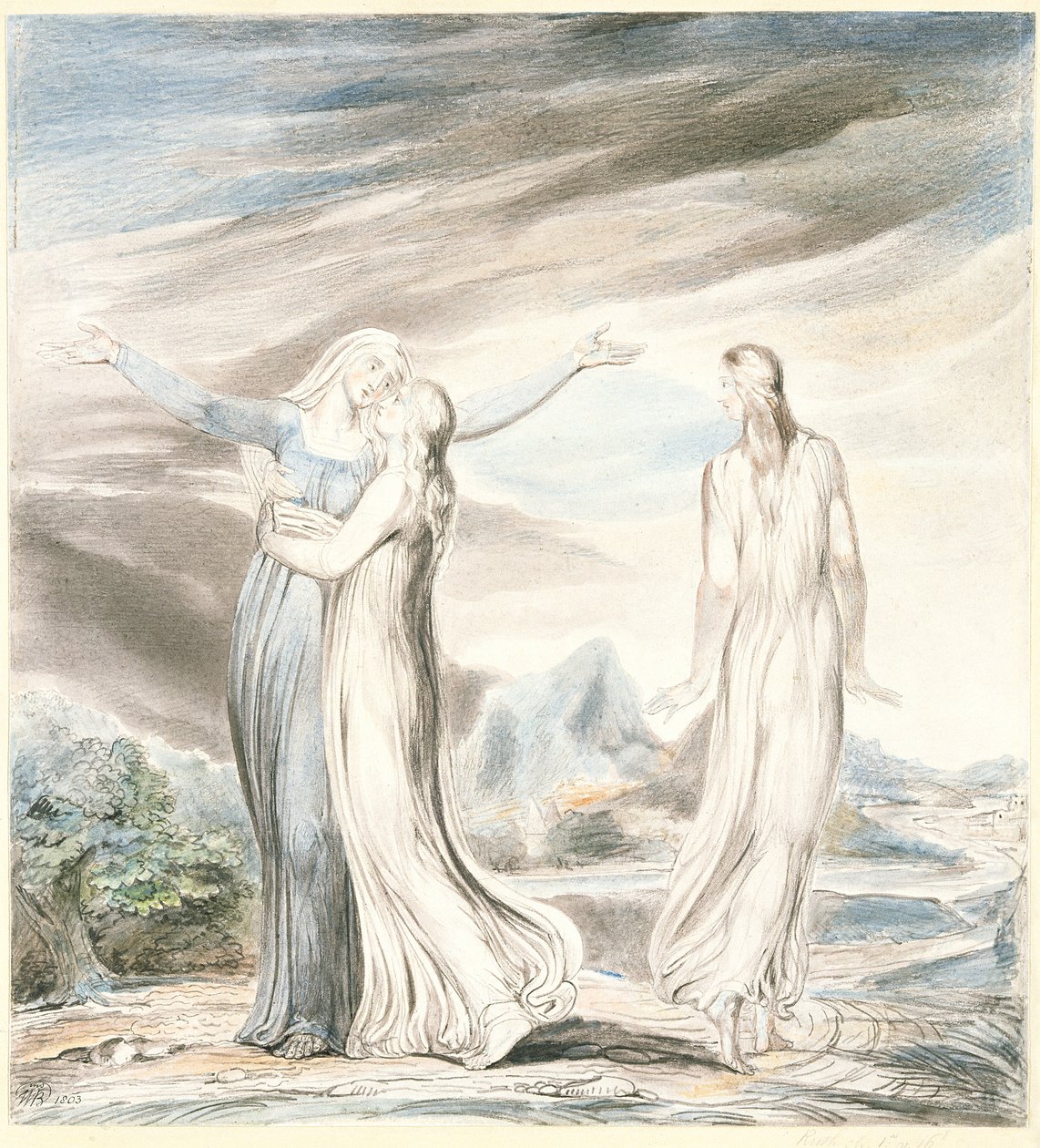 Ruth the Dutiful Daughter in Law, 1803 (blyant og wc på papir) av William Blake