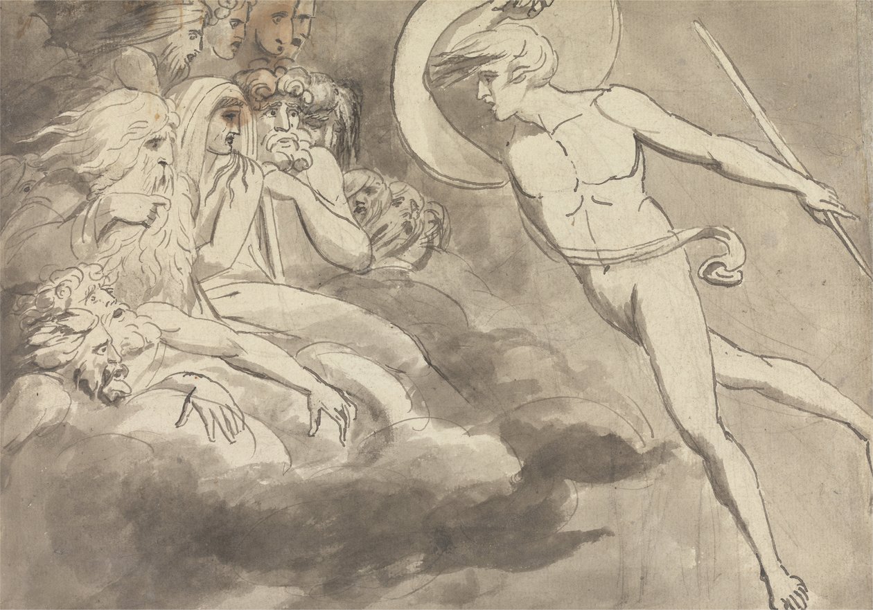 Satan nærmer seg Chaos Court av William Blake