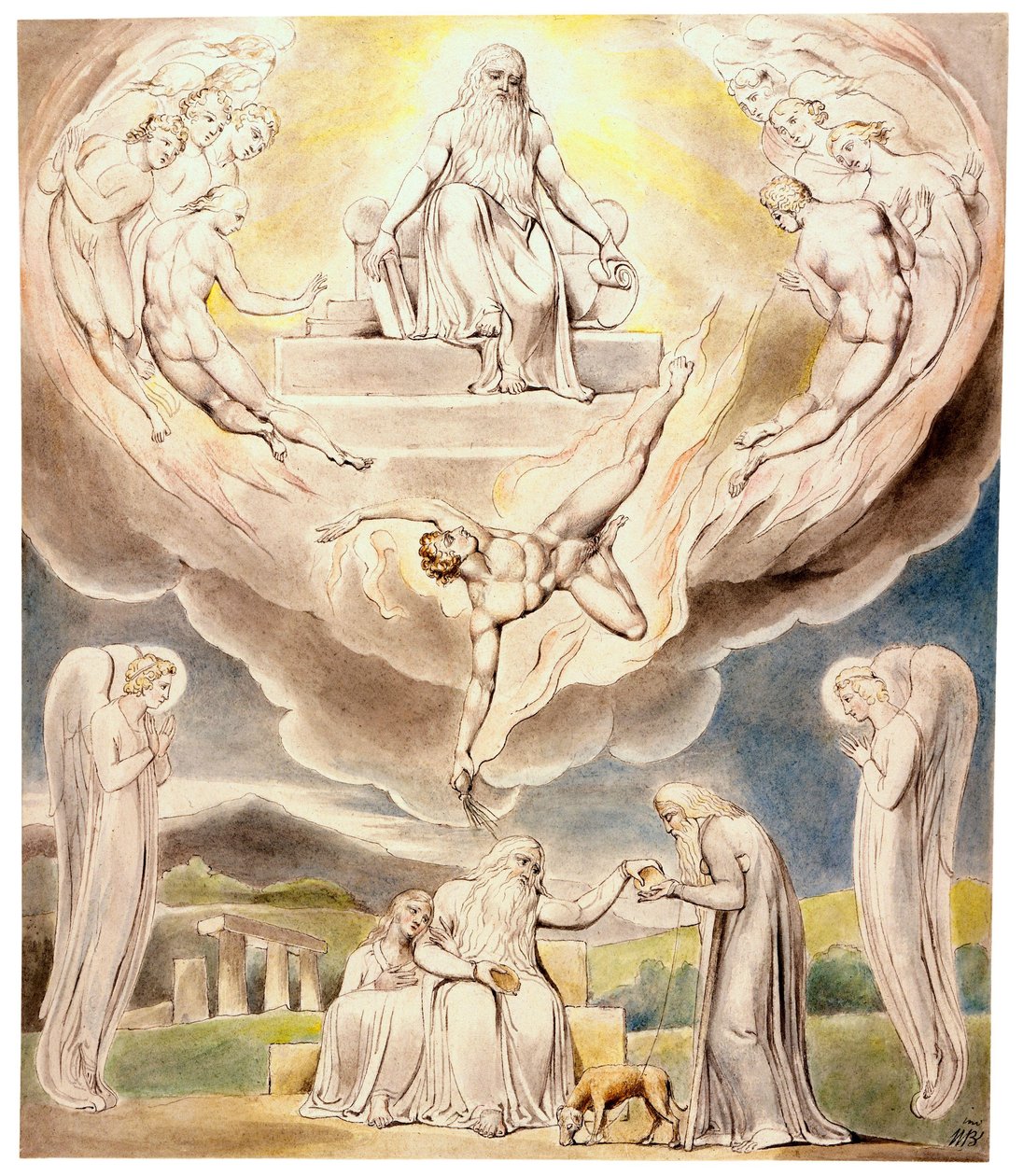 Satan går fram fra Herrens nærvær av William Blake