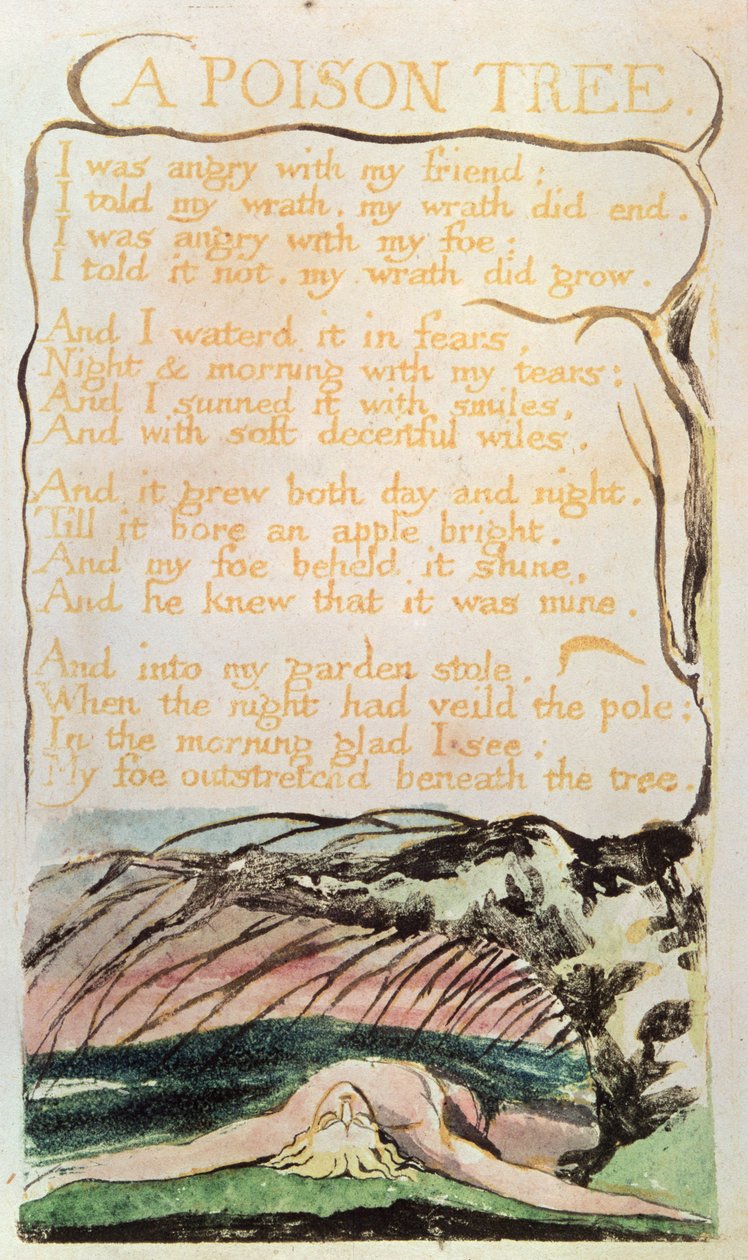 Sanger av erfaring; Et gifttre, 1794 (relieffetsing, akvarell, penn) av William Blake