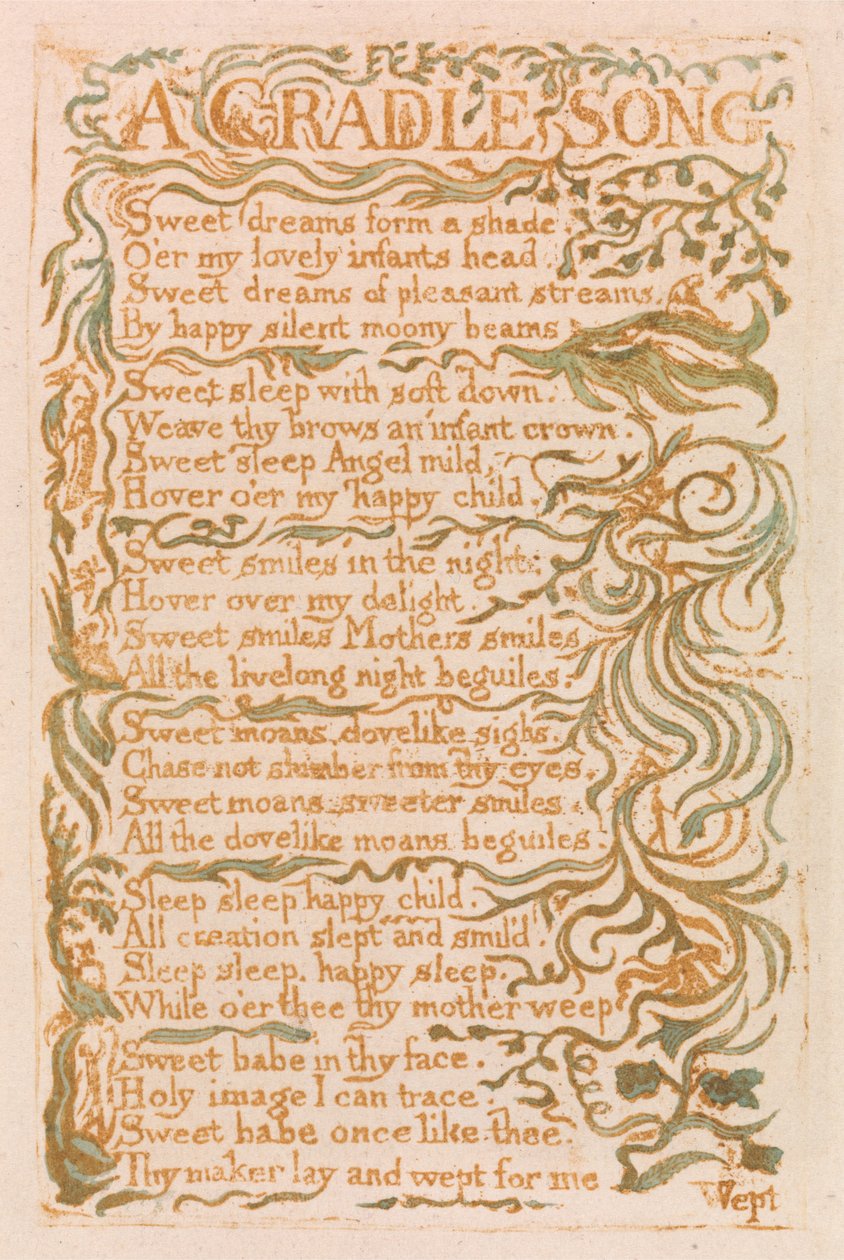 Songs of Innocence, Plate 18, A Cradle Song (Bentley 16) av William Blake