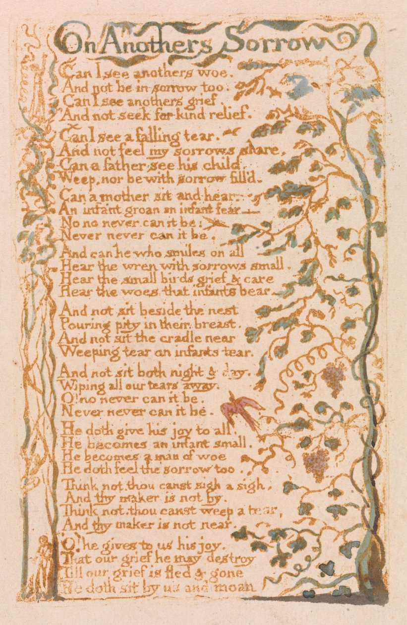 Songs of Innocence, Plate 24, On Anothers Sorrow (Bentley 27) av William Blake