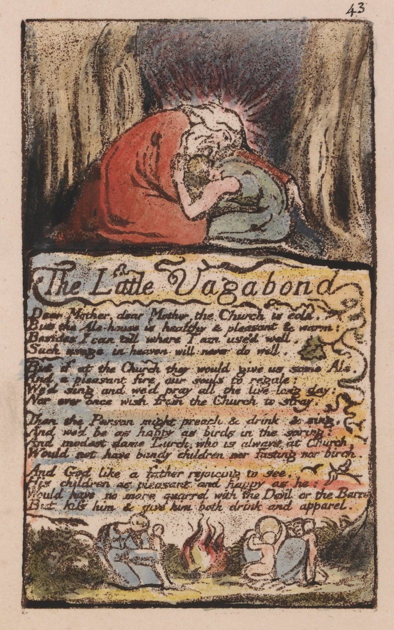 Songs of Innocence and of Experience, Plate 43, The Little Vagabond, (Bentley 45) av William Blake