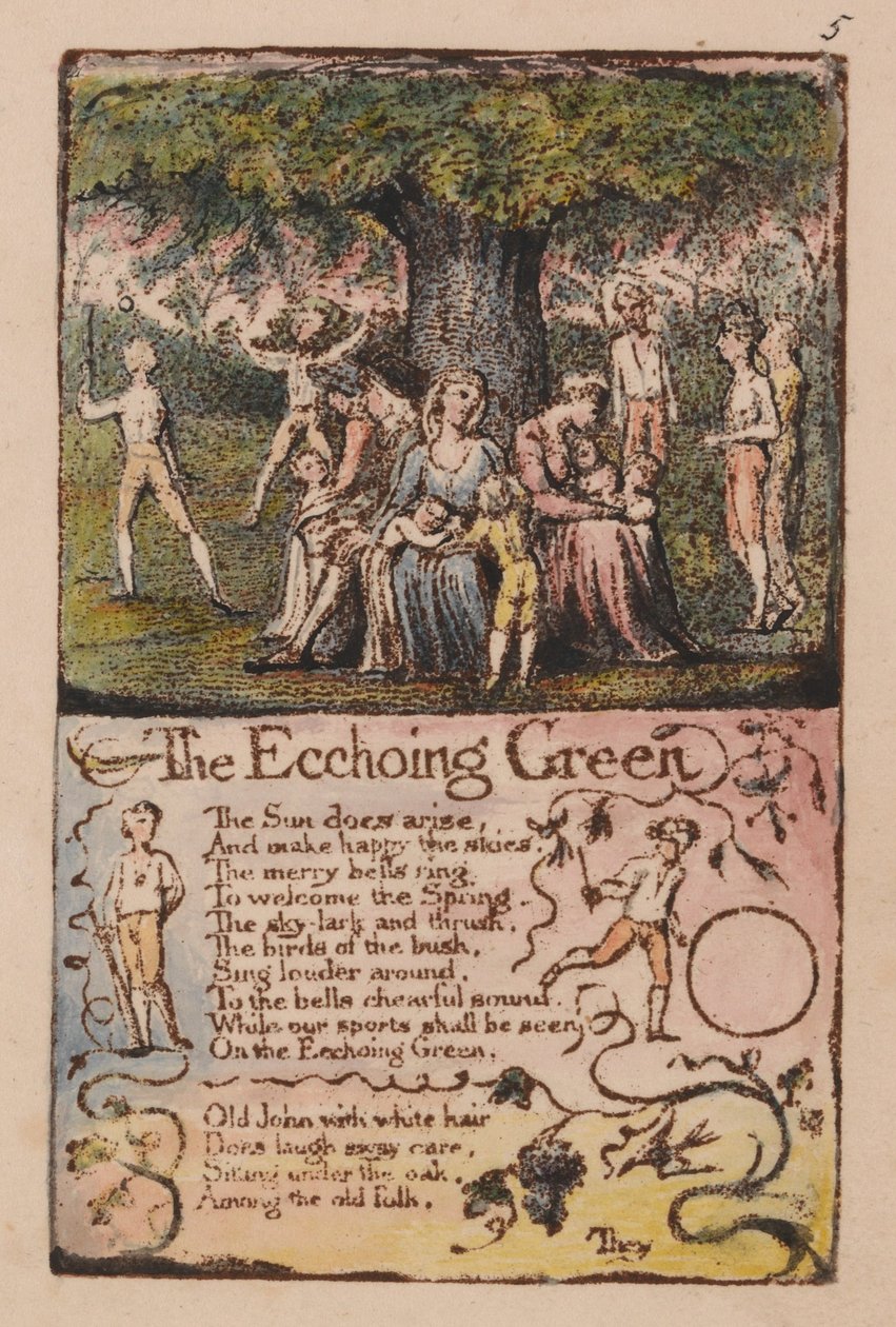 Songs of Innocence and of Experience, Plate 5, The Ecchoing Green (Bentley 6) av William Blake