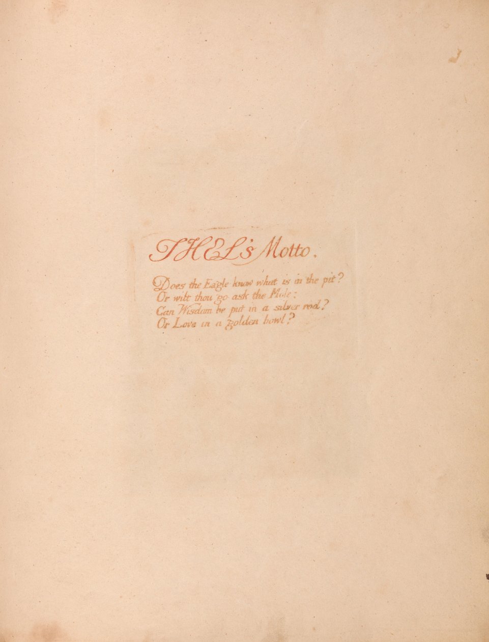 The Book of Thel, plate 1, Thels Motto. . . . av William Blake