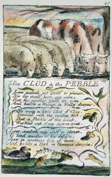 The Clod and the Pebble, plate 40 (Bentley 32) fra Songs of Innocence and of Experience (Bentley Copy L) 1789-94 (relieff-etsing med penn og wc) av William Blake