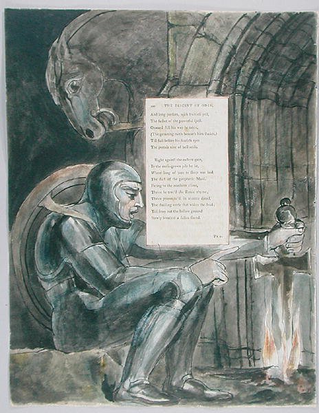 The Descent of Odin, design 80 fra The Poems of Thomas Gray, 1797-98 (wc med penn og blekk på papir) av William Blake
