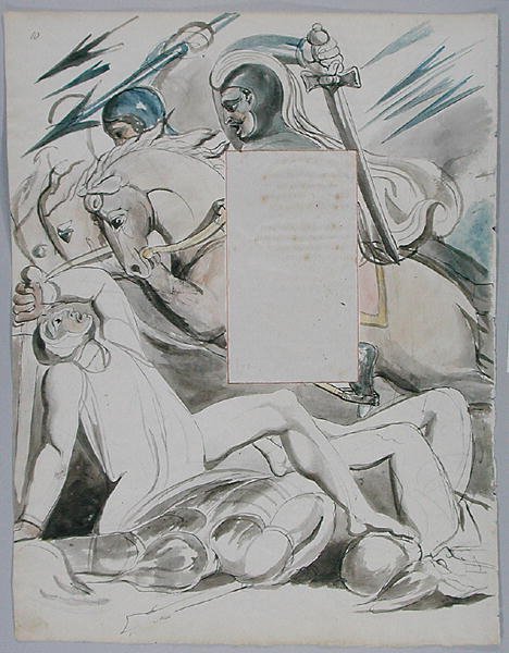 The Fatal Sisters, design 76 fra The Poems of Thomas Gray, 1797-98 (wc med penn og blekk på papir) av William Blake
