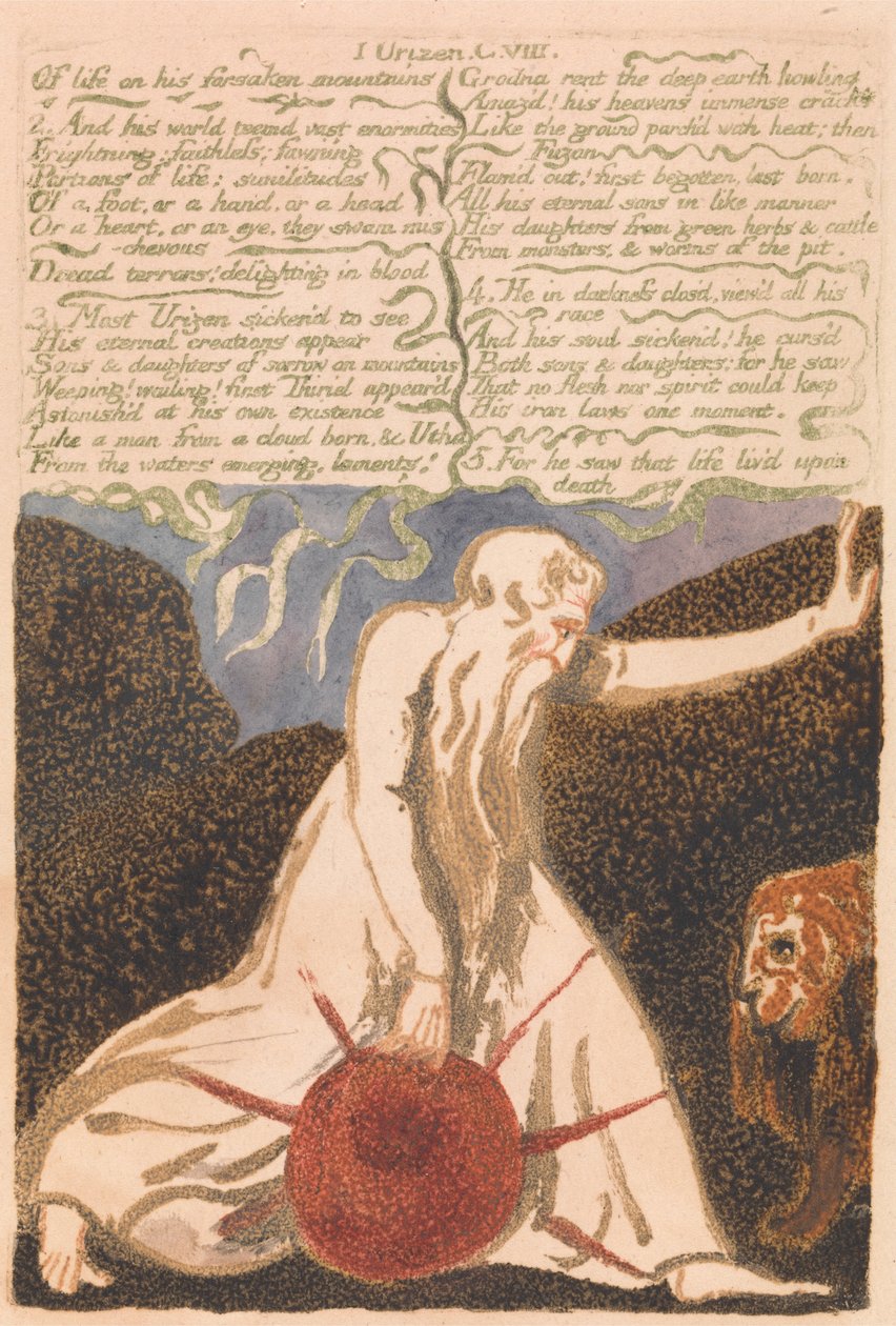The First Book of Urizen, Plate 20, Of life forladte fjell. . . . (Bentley 23) av William Blake