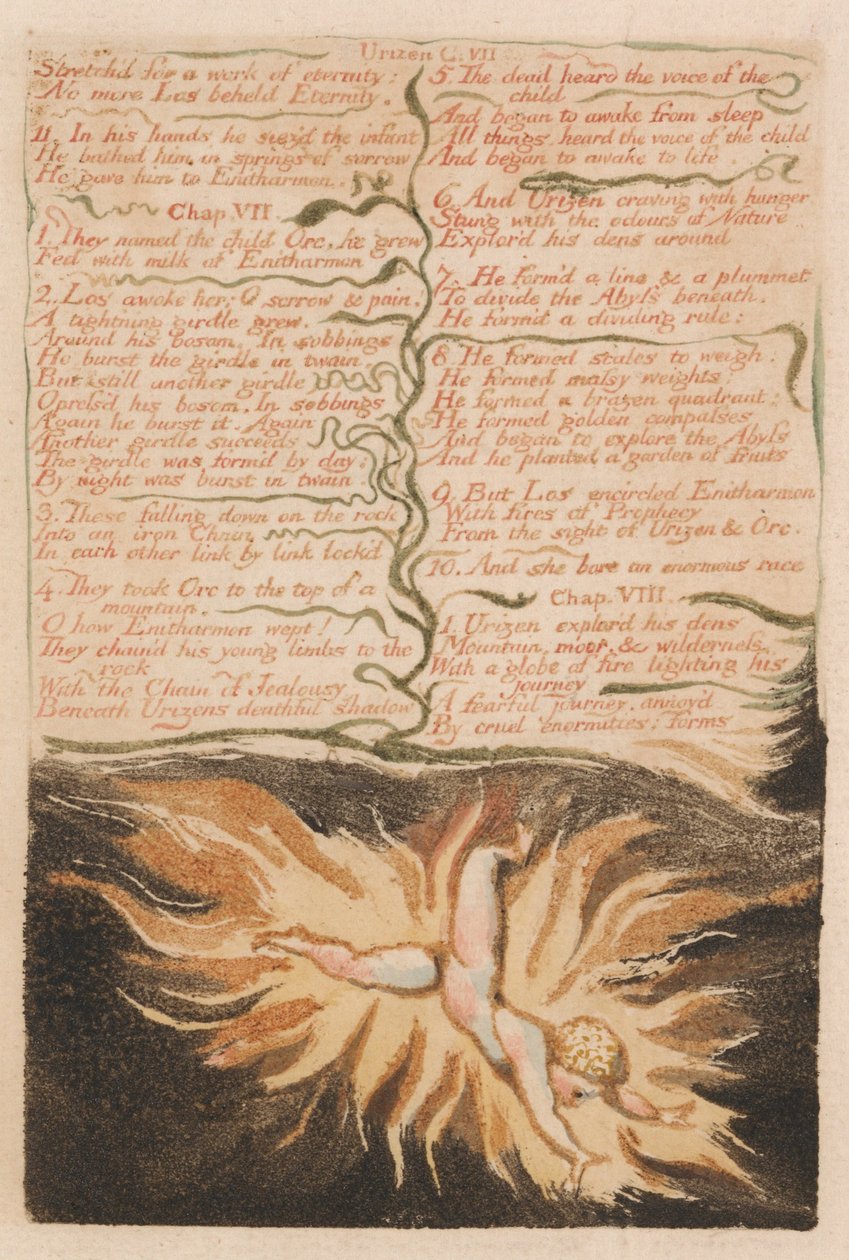 The First Book of Urizen, Plate 22, Stretchd for a Work of Eternity .... (Bentley 20) av William Blake