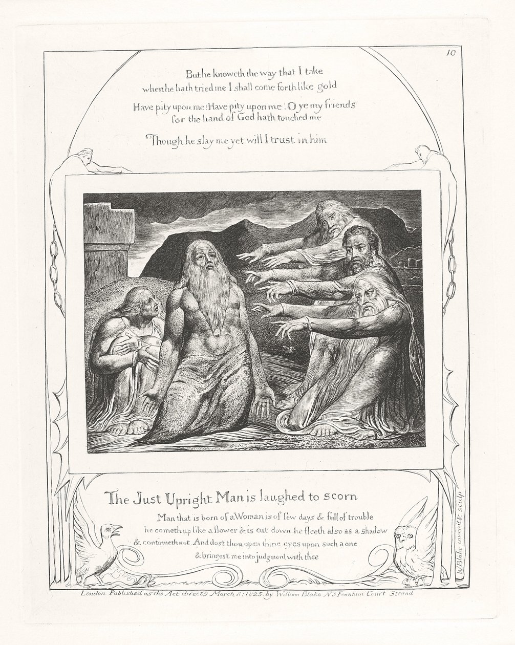 Den rettferdige mannen blir latterliggjort, 1825 av William Blake