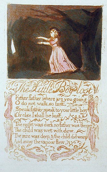 The Little Boy Lost, plate 20 fra Songs of Innocence, 1789 (relieff etsing med wc) av William Blake