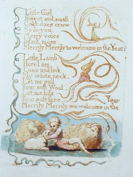 The Little Girl, plate 26 fra Songs of Innocence, 1789 (relieff etsing med wc) av William Blake