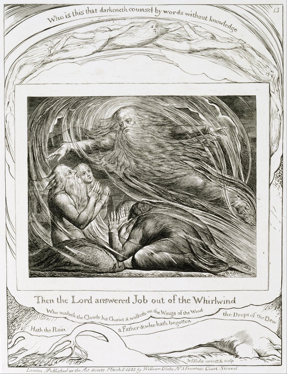 Herren svarer Job ut av virvelvinden av William Blake