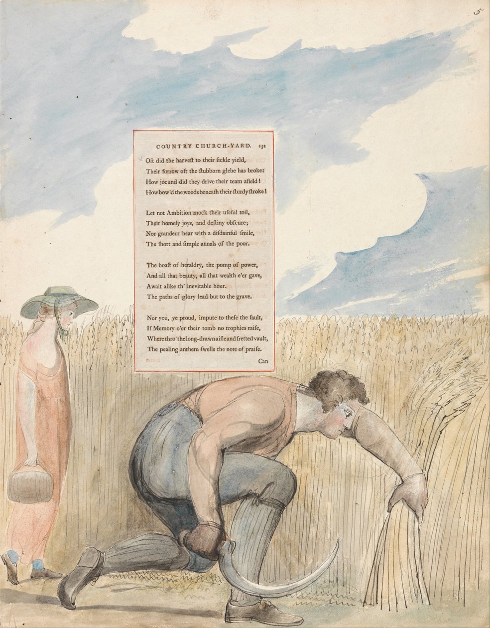 Diktene til Thomas Gray, Design 109, Elegy Skrevet i en landskirke. av William Blake