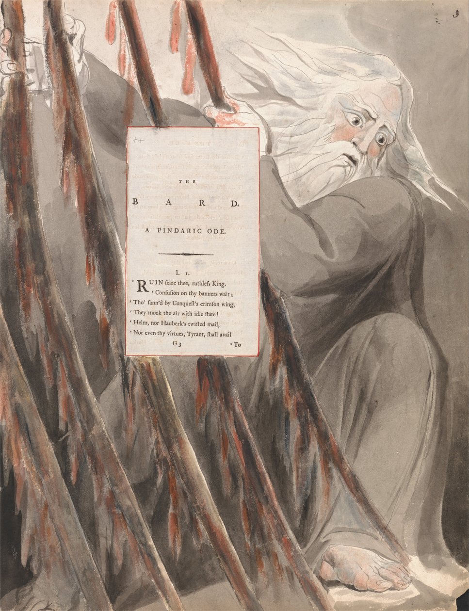 The Poems of Thomas Gray, Design 55, The Bard. av William Blake