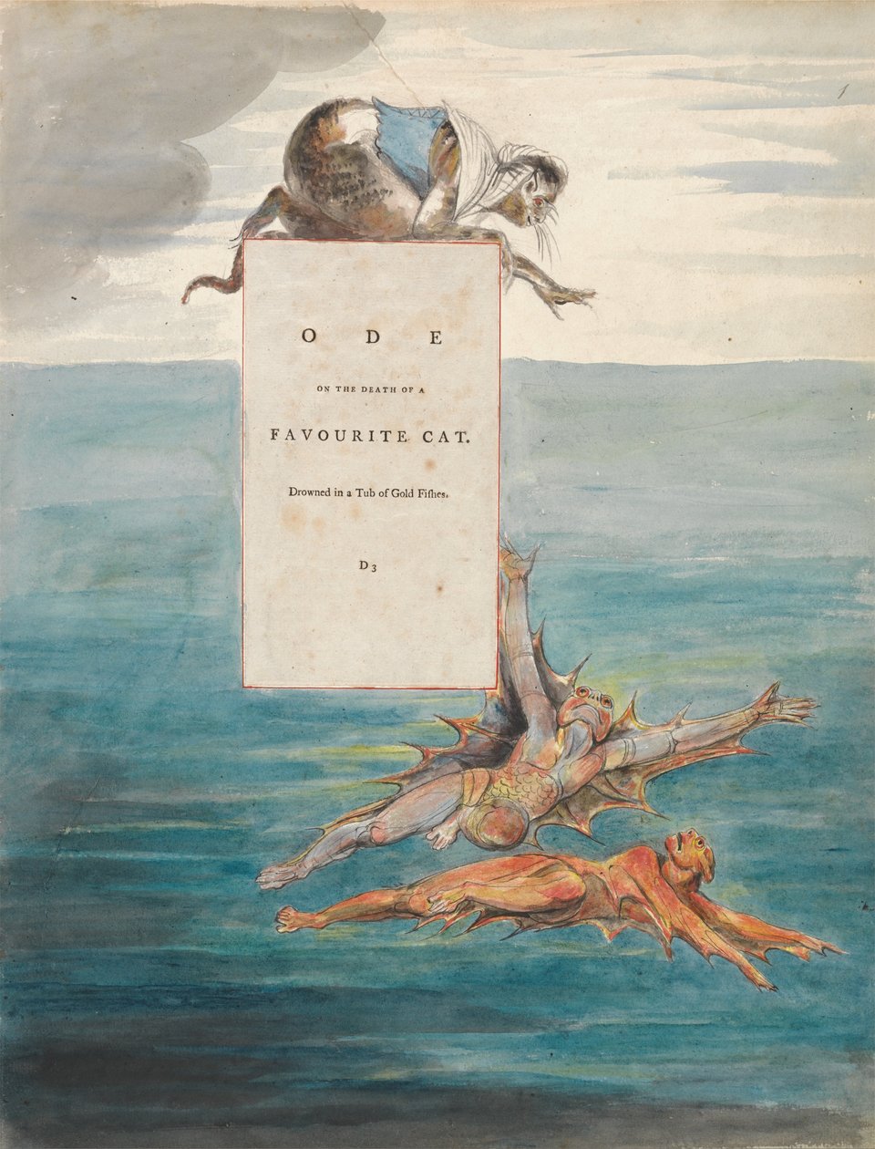 The Poems of Thomas Gray, Design 7, Ode on the Death of a Favorite Cat. av William Blake