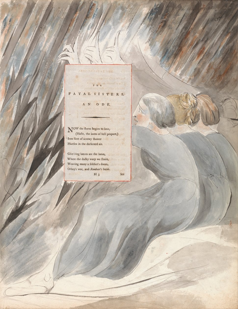 The Poems of Thomas Gray, Design 71, The Fatal Sisters. av William Blake
