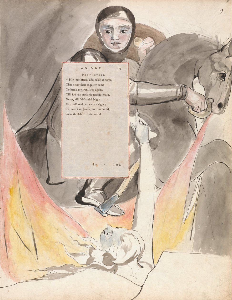 The Poems of Thomas Gray, Design 85, The Descent of Odin. av William Blake