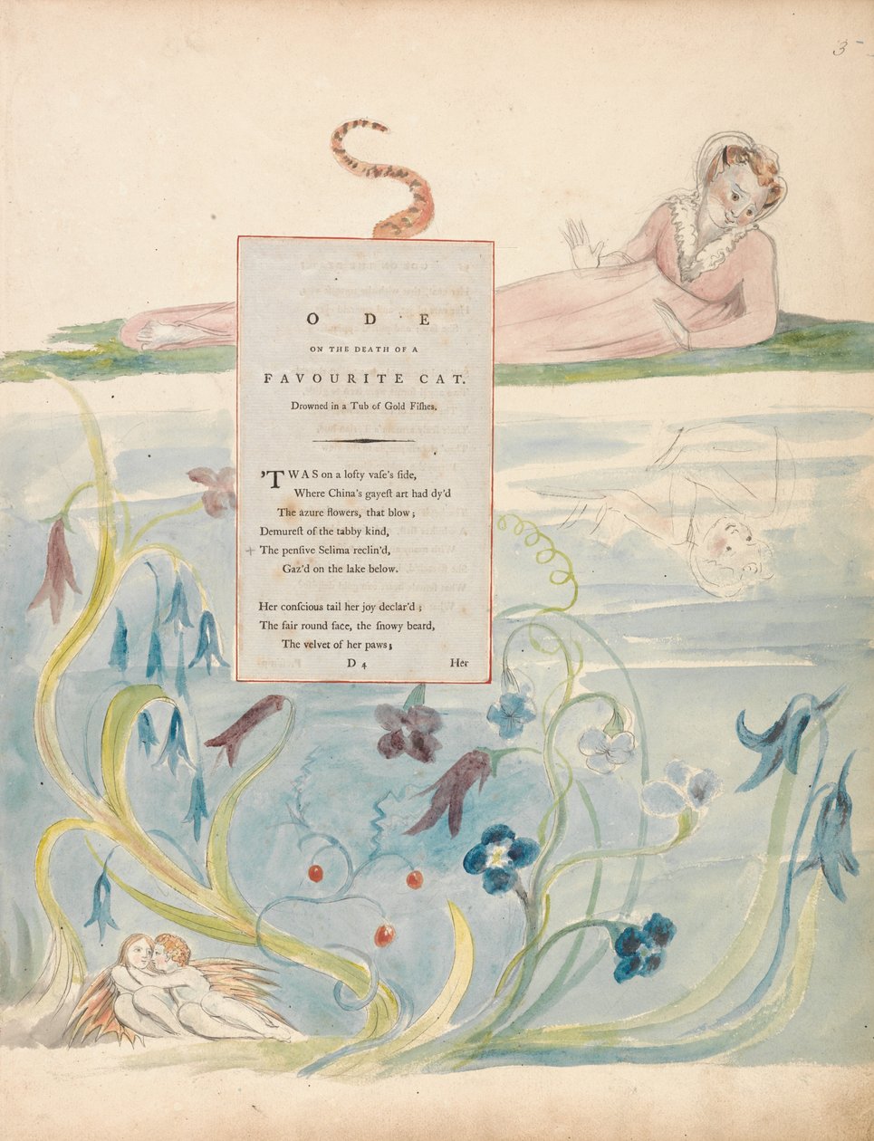 The Poems of Thomas Gray, Design 9, Ode on the Death of a Favorite Cat. av William Blake