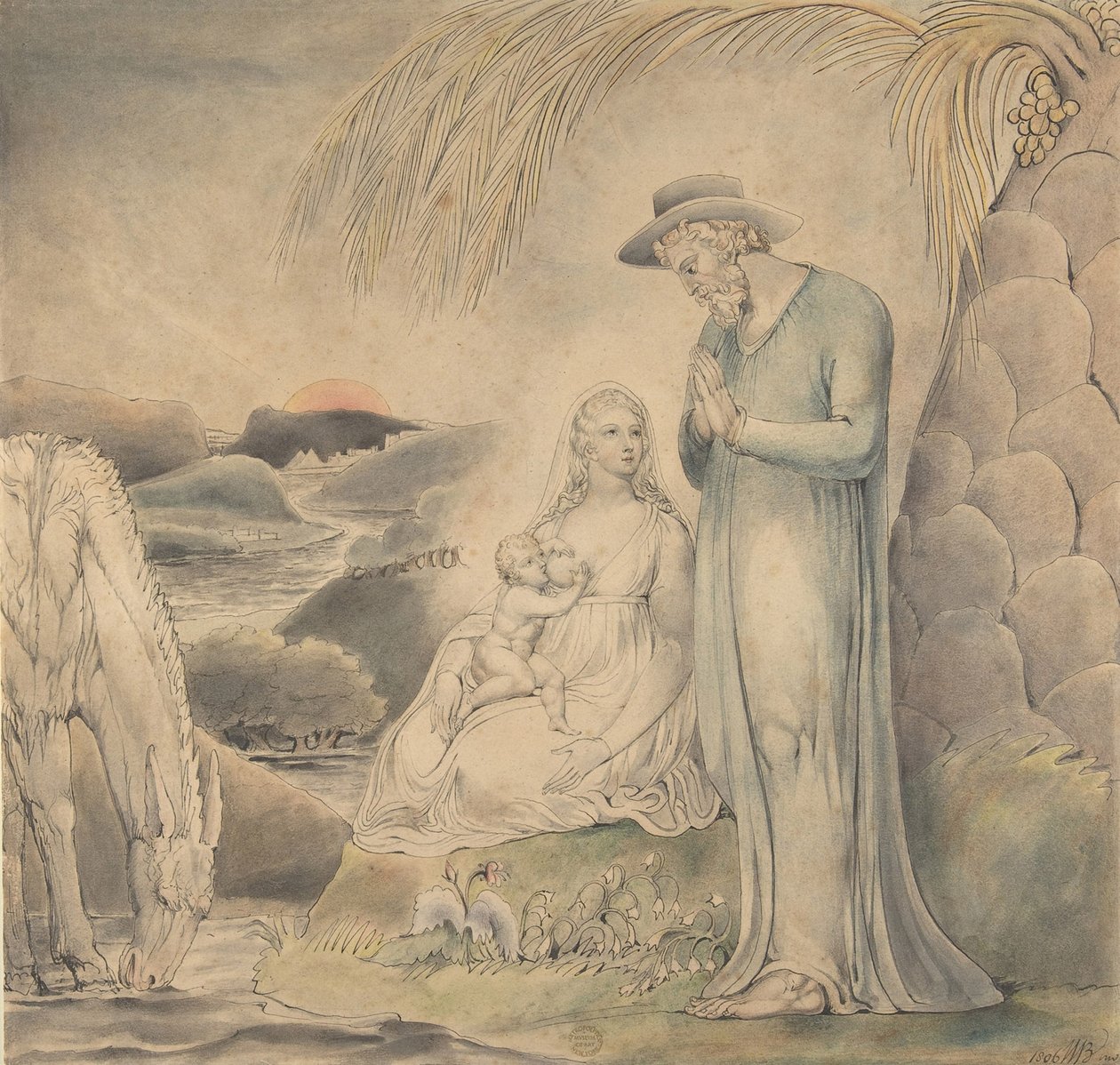 The Rest on the Flight into Egypt, 1806 (wc, penn og svart blekk over grafitt) av William Blake