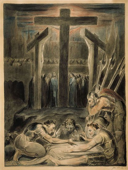 Soldatene kaster lodd til julens klær av William Blake