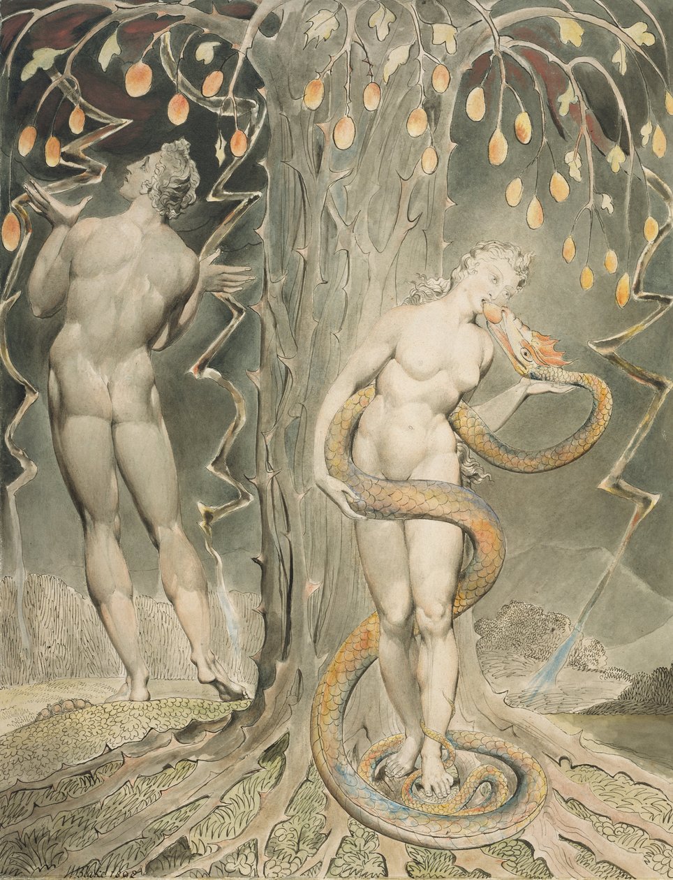 Evas fristelse og fall av William Blake