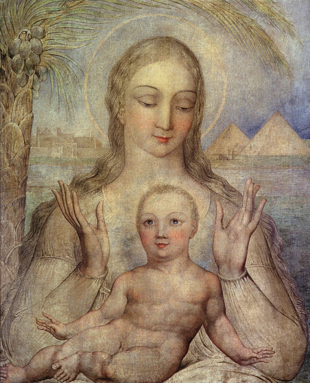 Jomfruen og barnet i Egypt, 1810 av William Blake