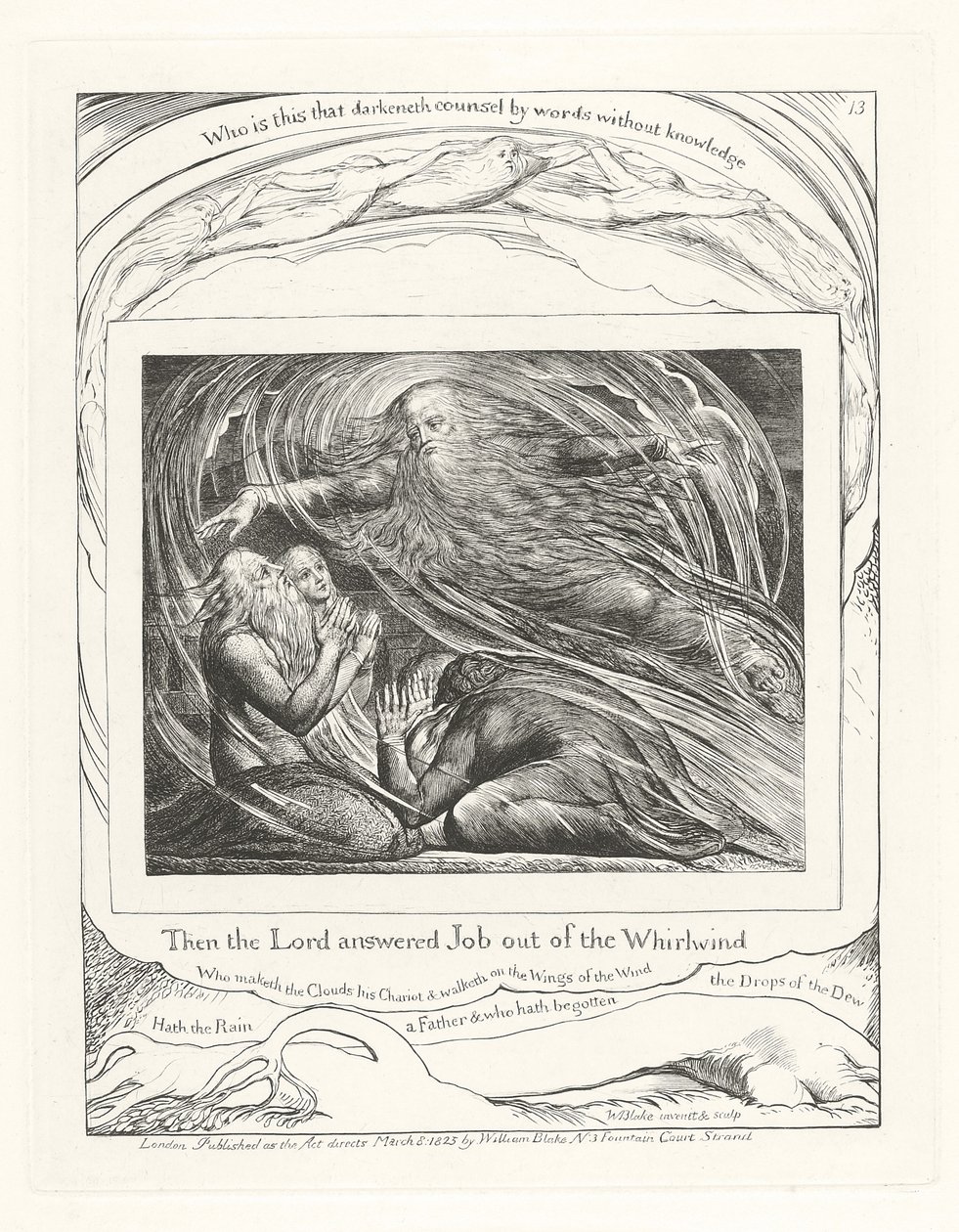 Så svarte Herren Job ut av virvelvinden, 1825 av William Blake
