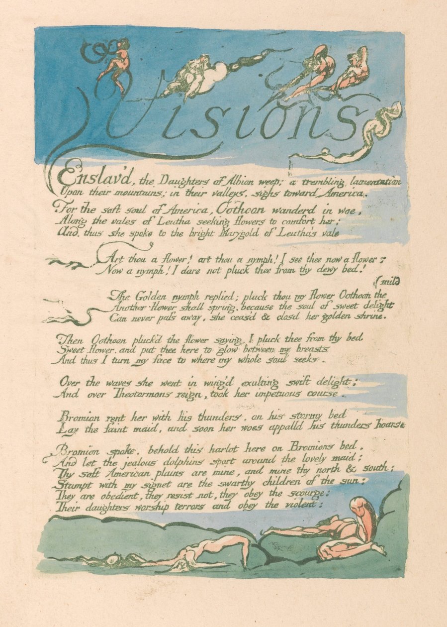 Visjoner av døtrene til Albion, plate 4, visjoner av William Blake