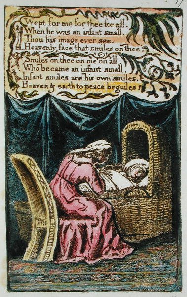 Gråt for meg... illustrasjon fra Songs of Innocence and of Experience (Bentley Copy L) pl.17 (Bentley 17) 1789-94 (relieff-etsing med penn og wc på papir) av William Blake