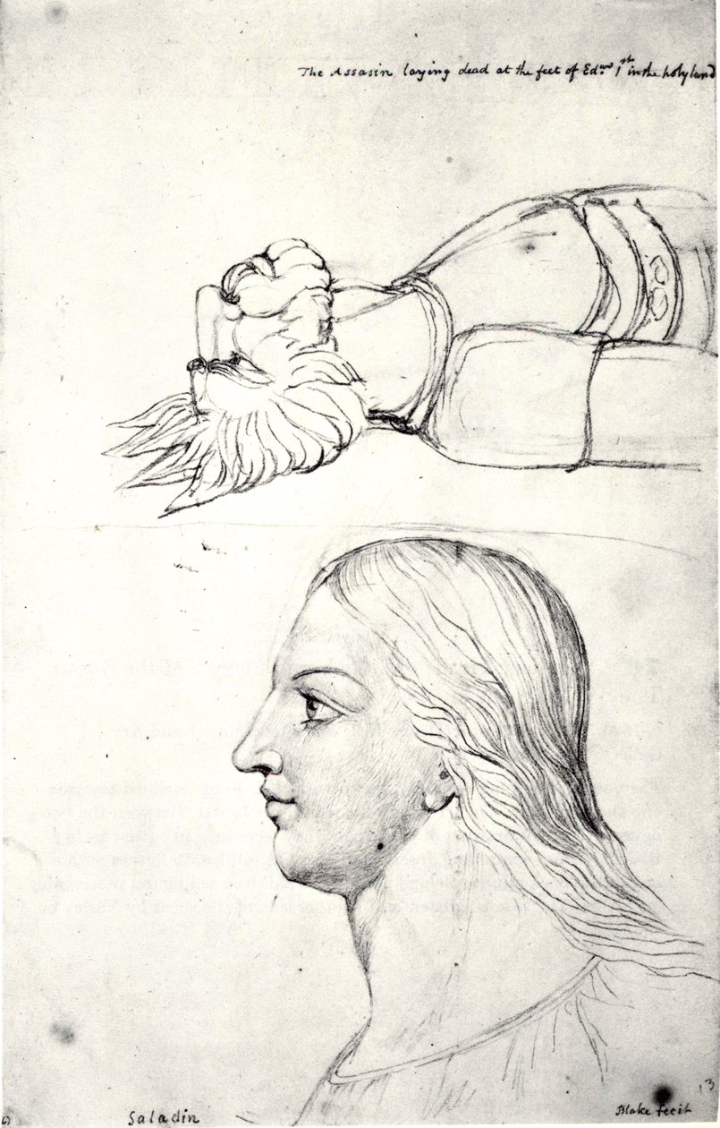 William Blake, visjonære hoder for Saladin og leiemorderen av William Blake