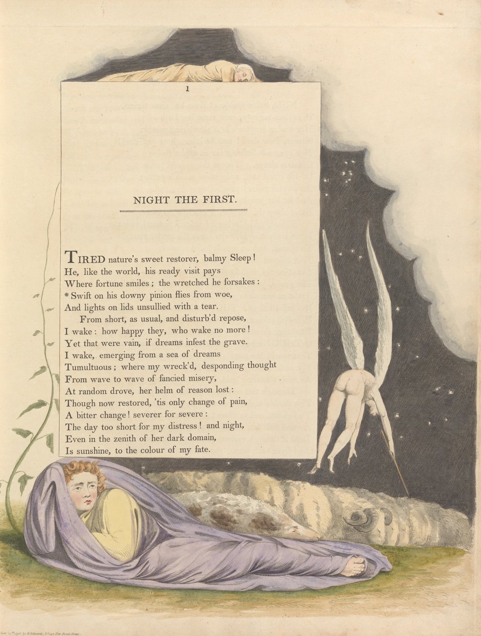 Youngs Night Tanker, Side 1, Swift on His Downy Pinion flyr fra Ve av William Blake